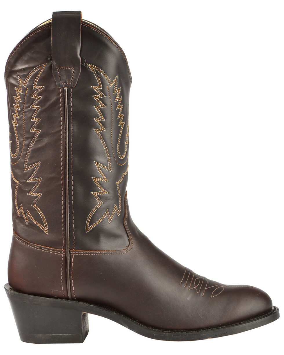 Old West Kids Western Cowboy Boot Corona Calf Leather Handcorded Medallion Black 